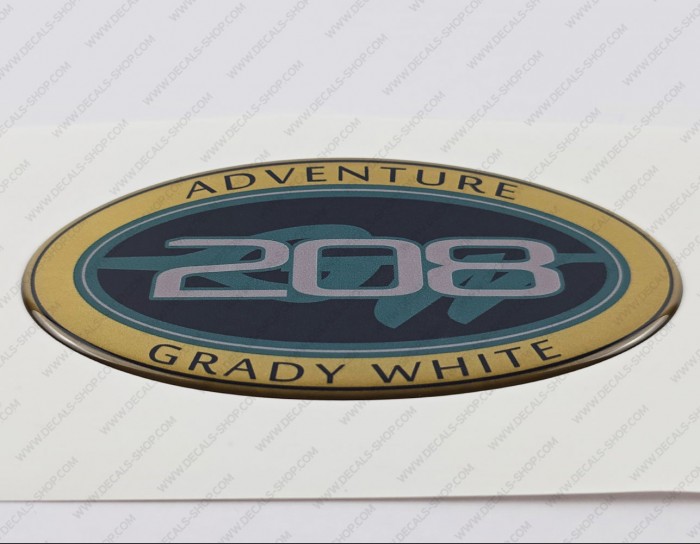 Grady White 208 Adventure Raised Domed 3D Decal 5" x 2.7" 1pcs.